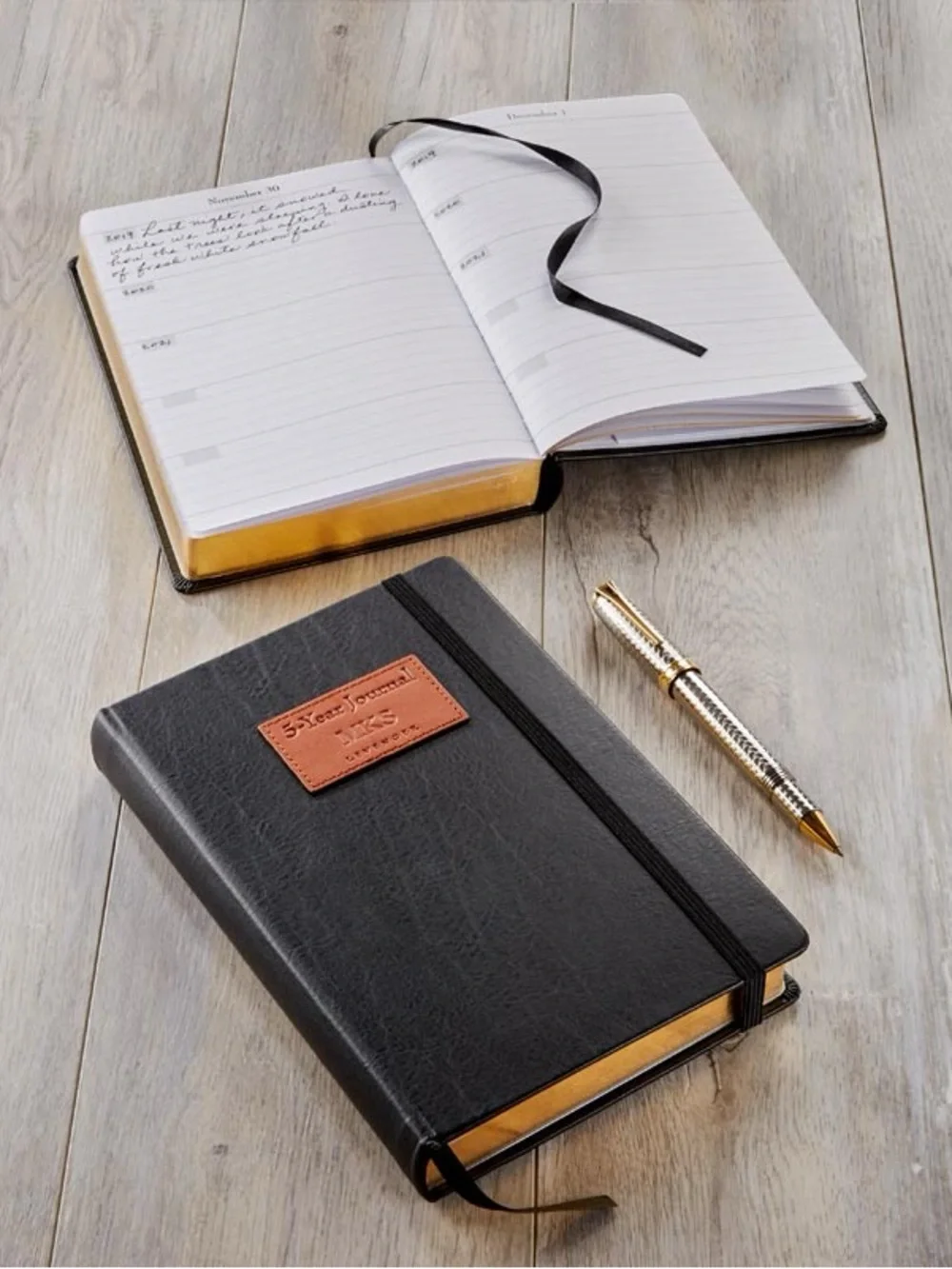 Levenger Luxe Leather 5-Year Journal Black Hardcover Binding